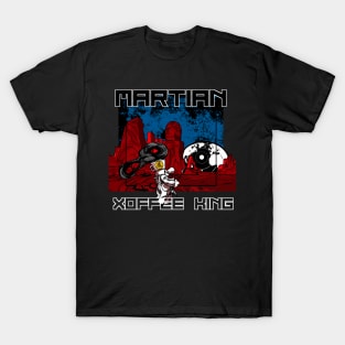 Martian Xoffee King - The Spear Thrower (White Text on Black) T-Shirt